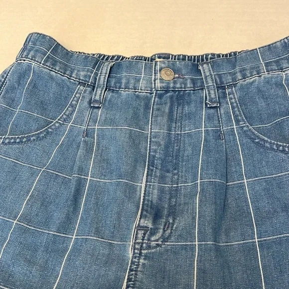 MADEWELL DENIM INDIGO WINDOWPANE HIGH RISE SHORTS 27 - Picture 5 of 16